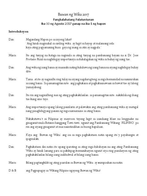 Script for buwan ng wika program